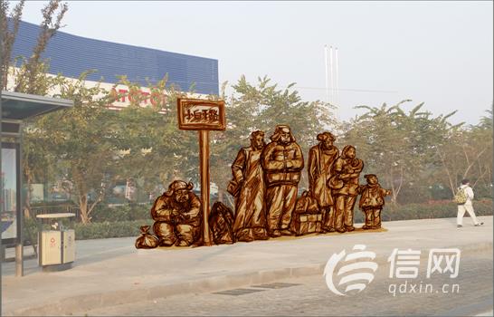 小白干路路牌重現 特色雕塑訴說老青島故事